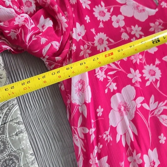 Calvin Klein Pink Floral Dress with Ruffle Sleeves - Picture 8 of 8